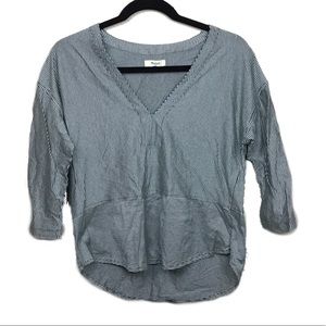 Madewell Striped V Neck Size Small Gray Pullover